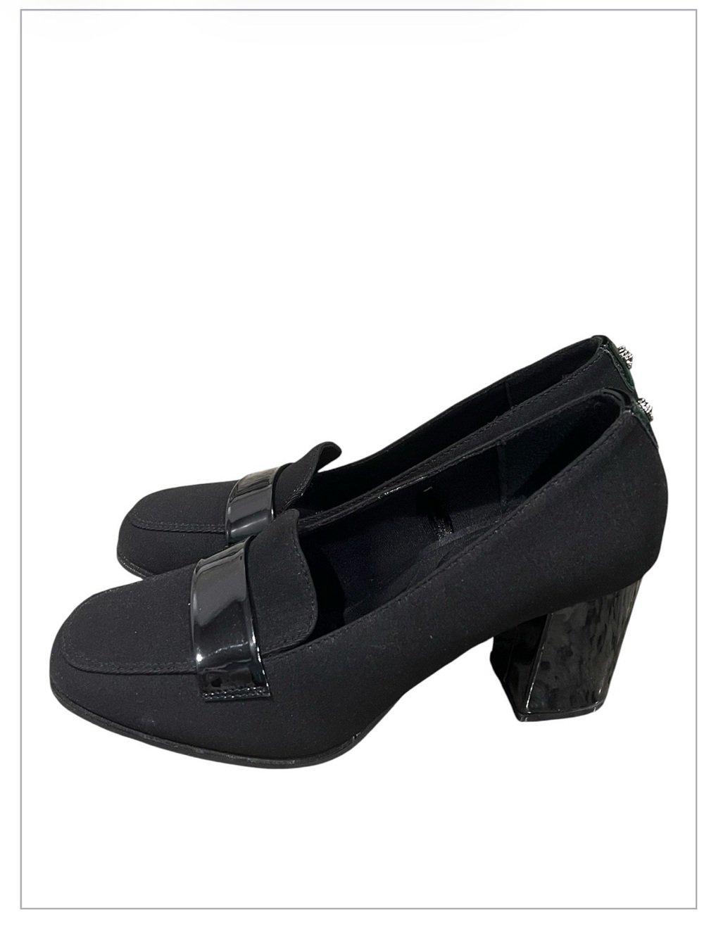 AK Ann Klein iflex Black Block-Heel Loafers for Women - Sleek Slip-On Style 8 M